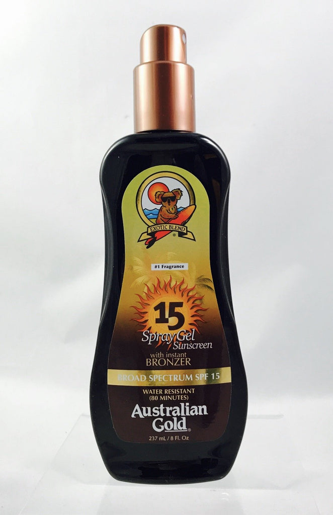 Australian Gold SPF 15 Sunscreen Spray Gel With Instant Bronzer 8 oz