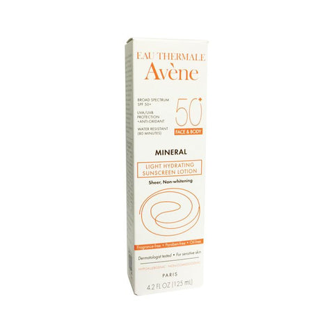 Avene Mineral Light Hydrating Sunscreen Face Body Lotion SPF 50 4.2oz 125ml